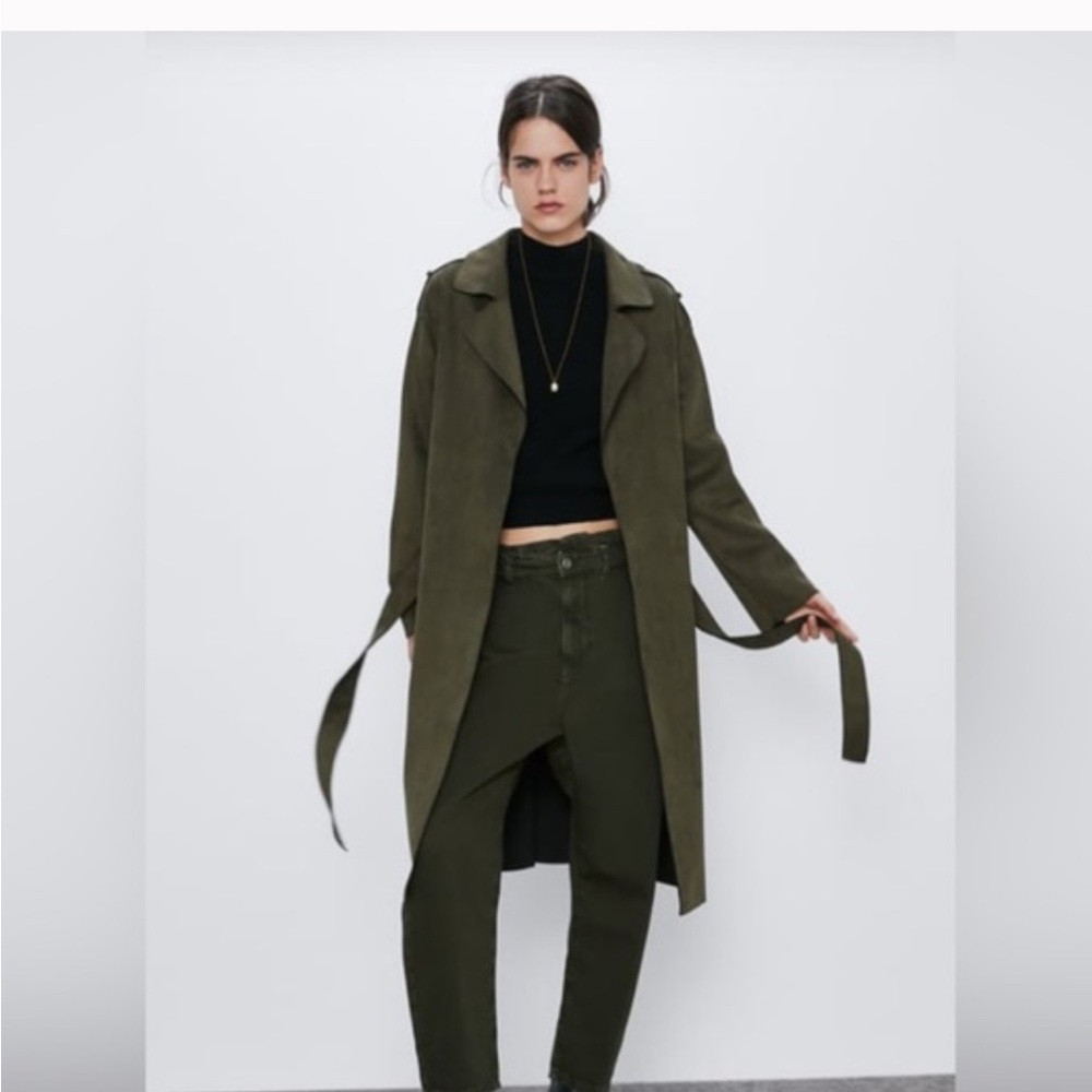 Zara Olive Green Trench Coat